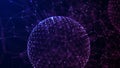 Blue molecule. Sphere consisting of points. Modern wireframe elements. Technology grid sphere. 3d rendering