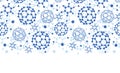 Blue molecules texture horizontal seamless pattern