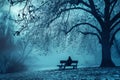 Blue Monday background. Most depressing day of the year. Feelings of depression, sadness, loneliness, melancholy. Nature Royalty Free Stock Photo