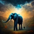 Blue Monday elephant concept, the most sad and depressing day of the year, generative ai