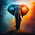 Blue Monday elephant concept, the most sad and depressing day of the year, generative ai