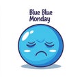 Blue Blue Monday: A Sad Emoji Depicting Monday Blues Emotion Royalty Free Stock Photo
