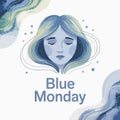 Blue Monday Sad Face Illustration Royalty Free Stock Photo