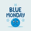 Blue Monday Sad Face Illustration Royalty Free Stock Photo