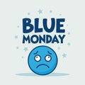 Blue Monday Sad Face Illustration Royalty Free Stock Photo