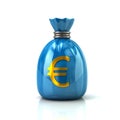 Blue money bag with Euro currency sign
