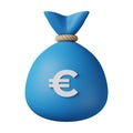 Blue Money Bag Euro 3D Illustration Royalty Free Stock Photo