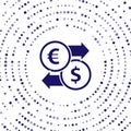 Blue Money exchange icon isolated on white background. Euro and Dollar cash transfer symbol. Banking currency sign Royalty Free Stock Photo