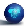 Blue Monkey icon isolated on white background. Animal symbol. Blue circle button. Vector Royalty Free Stock Photo