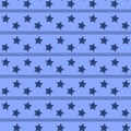 Blue monochrome geometric abstract pattern with ribbons and stars. American star texture Royalty Free Stock Photo