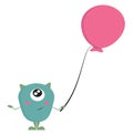 Blue monster with balloon