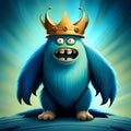 Blue monster with crown