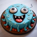 Blue Monster Scones Face Cake: Playful Octopus Theme In Light Maroon And Cyan