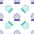 Blue Montreal Biosphere icon isolated seamless pattern on white background. Vector