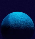 Blue moon realistic in the starry sky, 3d render