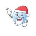 Blue moon Santa cartoon character with cute ok finger