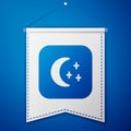 Blue Moon and stars icon isolated on blue background. Cloudy night sign. Sleep dreams symbol. Full moon. Night or bed Royalty Free Stock Photo