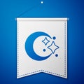 Blue Moon and stars icon isolated on blue background. Cloudy night sign. Sleep dreams symbol. Full moon. Night or bed Royalty Free Stock Photo