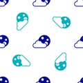 Blue Moon and stars icon isolated seamless pattern on white background. Cloudy night sign. Sleep dreams symbol. Full Royalty Free Stock Photo