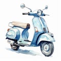 Watercolor Blue Scooter Moped Clipart