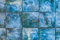 Blue mosaic ceramic square tiles with abstract pattern texture background in modern interior Royalty Free Stock Photo