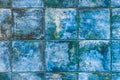 Blue mosaic ceramic square tiles with abstract pattern texture background in modern interior Royalty Free Stock Photo