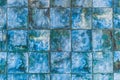 Blue mosaic ceramic tiles with abstract pattern texture background in modern interior Royalty Free Stock Photo