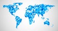 Blue geometric abstract world map. Royalty Free Stock Photo