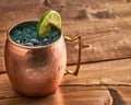 Blue Moscow Mule in Copper Mug