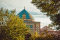 Blue mosque dome. Elegant islamic decorated masjid building. Travel to Armenia, Caucasus. Touristic architecture landmark. Sightse Royalty Free Stock Photo