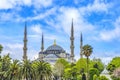 Blue Mosque Dome Minarets Trees Istanbul Turkey