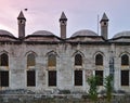 Blue mosque exterior wall, dusk time. Royalty Free Stock Photo