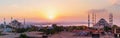 The Blue Mosque and the Hagia Sophia in Istanbul panorama, Turkey Royalty Free Stock Photo