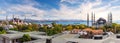 The Blue Mosque and Hagia Sophia, Istanbul panorama, Turkey Royalty Free Stock Photo