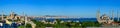 The Blue Mosque, The Hagia Sophia and the Istanbul roofs, beautiful Marmara sea panorama