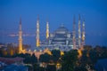 Blue Mosque and Hagia Sophia Mosque aerial view. Royalty Free Stock Photo