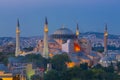 Blue Mosque and Hagia Sophia Mosque aerial view. Royalty Free Stock Photo