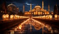 Blue Mosque illuminated at dusk, a symbol of Turkish culture generated by AI Royalty Free Stock Photo