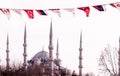 Blue Mosque Istanbul, with small flags Royalty Free Stock Photo