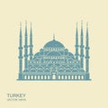 The Blue Mosque, Istanbul, Turkey. Flat icon with scuffed effect