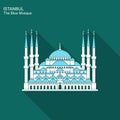 The Blue Mosque, Istanbul, Turkey. Flat icon