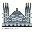 The Blue Mosque, Istanbul, Turkey. Flat icon
