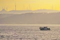 Blue Mosque Istanbul, Turkey, Sunset landscape of Bosphorus strait. Royalty Free Stock Photo