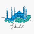 Blue Mosque, Istanbul vector illustration
