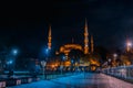 The Blue Mosque in Istanbul was photographed at night on a long exposure. Old city district Sultan Ahmed square Royalty Free Stock Photo