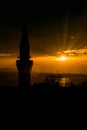 Blue mosque minaret detail at sunset Royalty Free Stock Photo