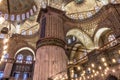 Blue Mosque Pillar Lights Basilica Domes Stained Glass Istanbul Turkey