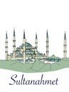 Blue Mosque Sultanahmet camii Istanbul illustration and text illustration