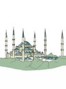Blue Mosque Sultanahmet camii Istanbul illustration and text illustration