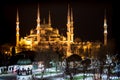 The Blue Mosque, Sultanahmet Camii, Istanbul, Turkey, at night lights Royalty Free Stock Photo